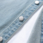 Vintage American-style men's versatile thin non-stretch denim loose-fitting shirt