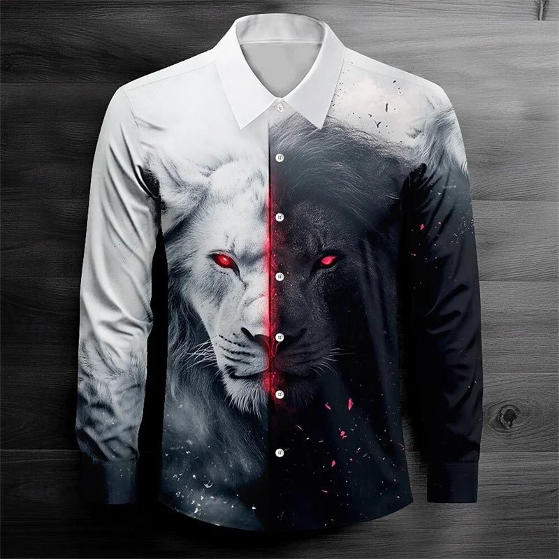 Fashionable Paisley tribal pattern shirt, fashionable 3D printed long sleeved shirt, loose collared men's shirt
