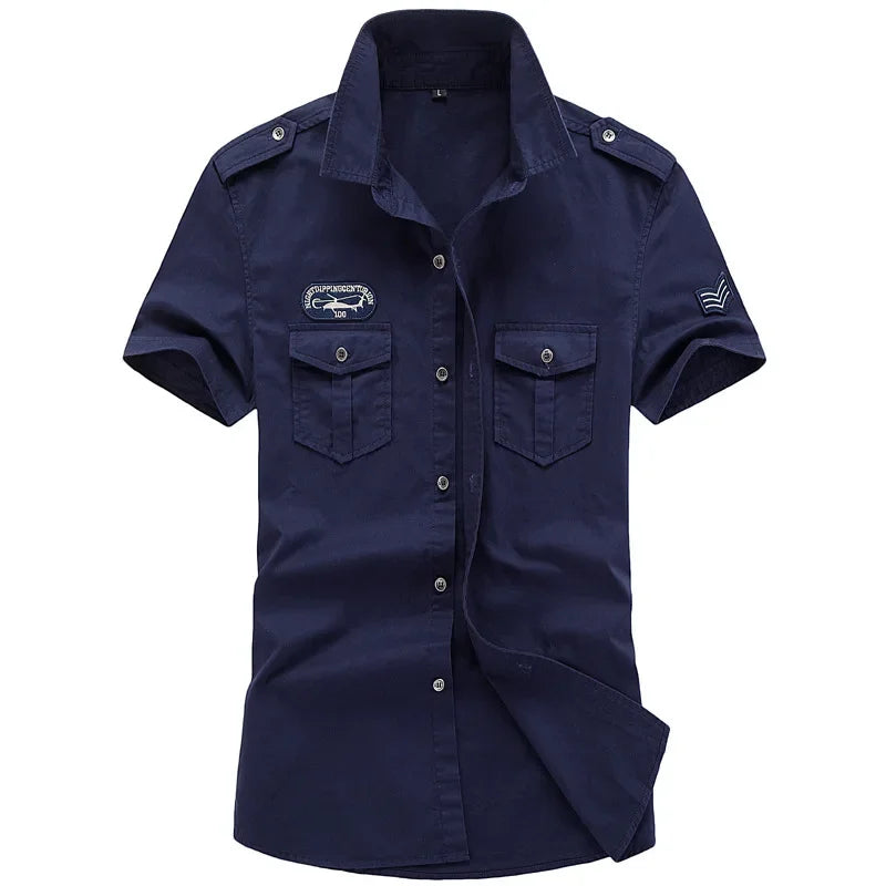 2026 Spring Shirts Men Long Sleeve Casual 100% Cotton High Quality Camisa Military Shirts Fashion Brand Clothing Black Blouse