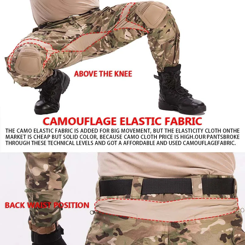 Gen3 Outdoor Tactical Pants Men Clothing Combat Pants +Knee Pads Airsoft Trousers Green Hunting Pants Elasticity Wear-resisting