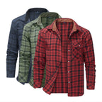 Men's Shirts Spring Flannel Long Sleeve Plaid Checkered Brushed Casual Western Cowboy Pearl Snap Shirt Popular Clothes US Size