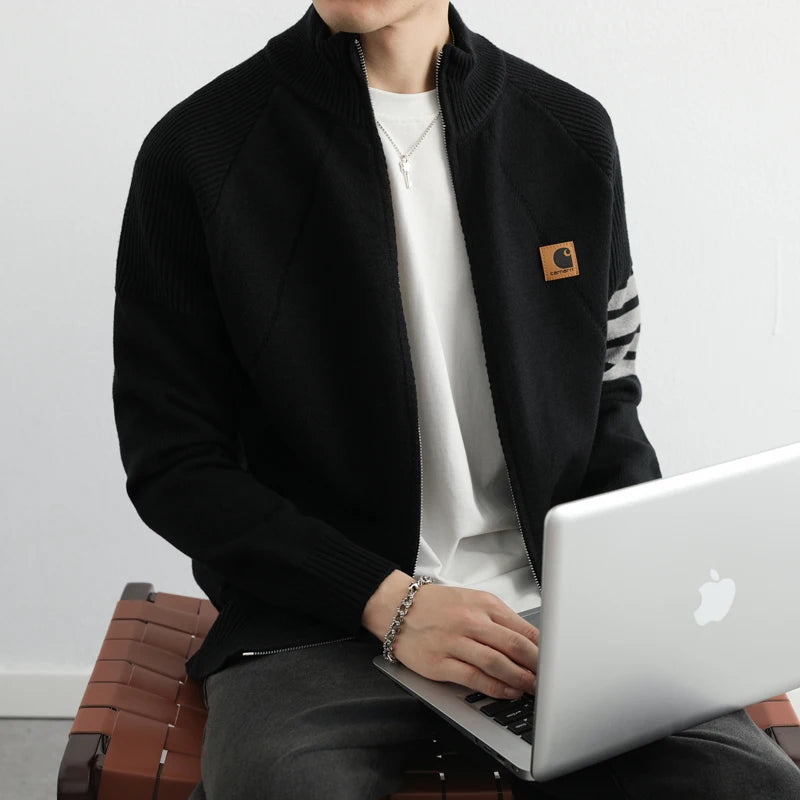 Trendy Men's Fashion Cardigan Sweater Jacket Stylish Acrylic Blend Cardigan for Fall and Winter Comfortable and Warm Men's Top