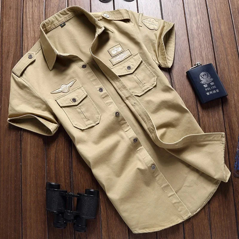 2026 Spring Shirts Men Long Sleeve Casual 100% Cotton High Quality Camisa Military Shirts Fashion Brand Clothing Black Blouse