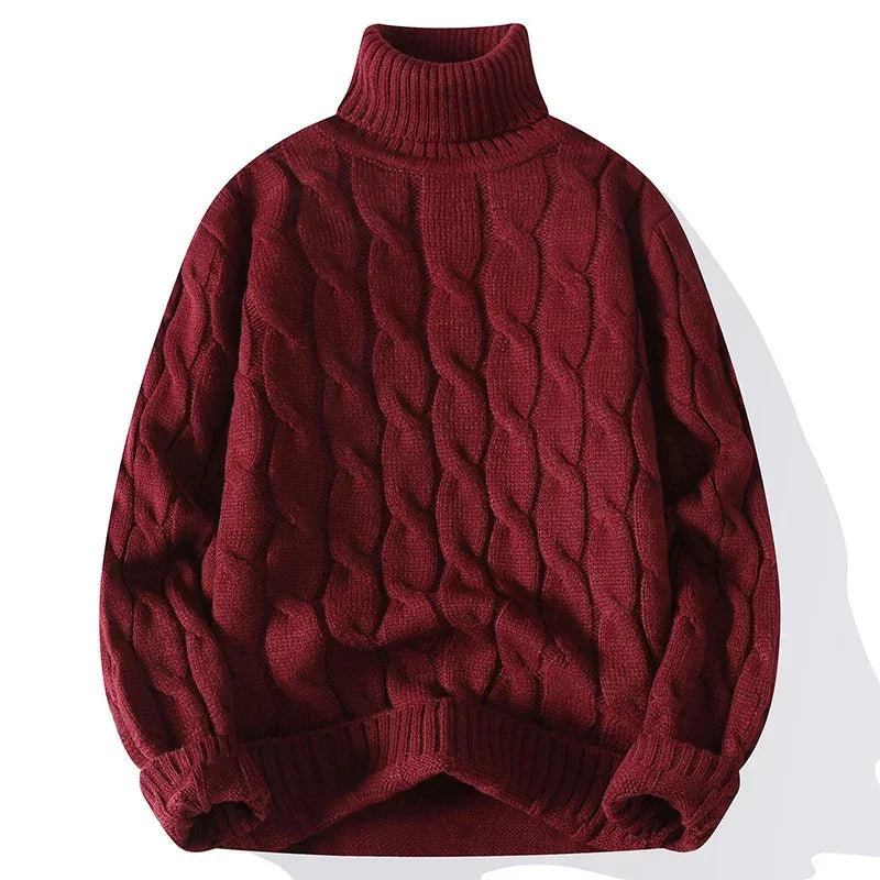 Winter Turtleneck Sweater Men Knitted Thick Warm Pullover Mens Warm Solid Color Loose Casual Sweaters Male Daily Clothing  5XL