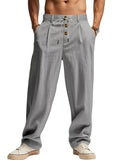 New men's cotton and linen casual breathable pants, fashionable street sport pants, beach and outdoor loose straight pants