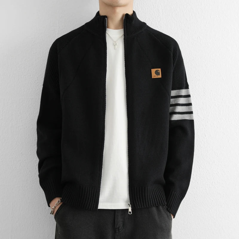Trendy Men's Fashion Cardigan Sweater Jacket Stylish Acrylic Blend Cardigan for Fall and Winter Comfortable and Warm Men's Top