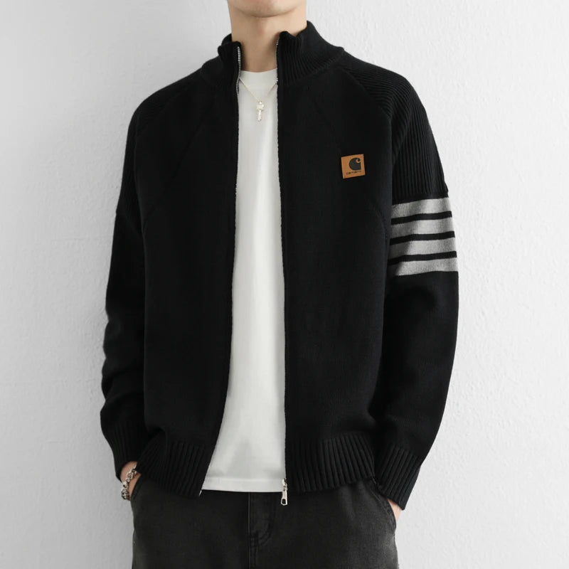 Trendy Men's Fashion Cardigan Sweater Jacket Stylish Acrylic Blend Cardigan for Fall and Winter Comfortable and Warm Men's Top