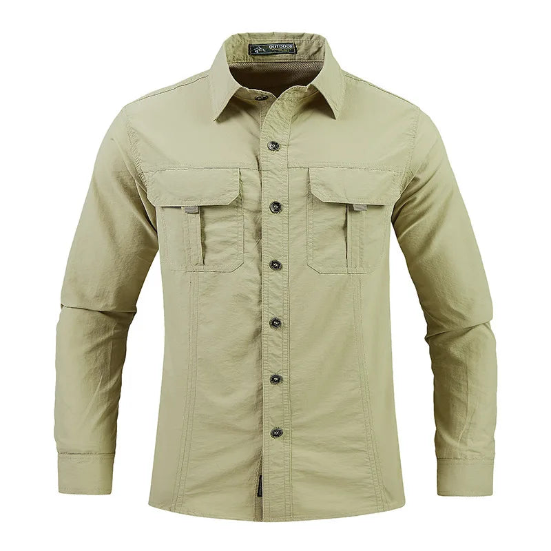 2026 Spring Shirts Men Long Sleeve Casual 100% Cotton High Quality Camisa Military Shirts Fashion Brand Clothing Black Blouse