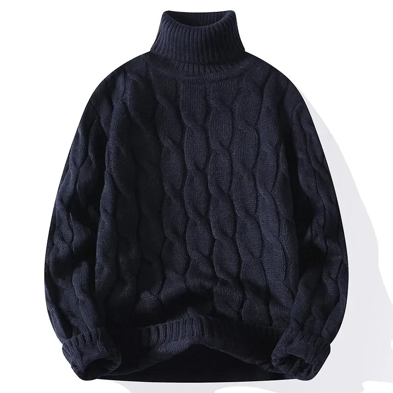 Winter Turtleneck Sweater Men Knitted Thick Warm Pullover Mens Warm Solid Color Loose Casual Sweaters Male Daily Clothing  5XL
