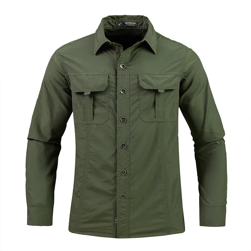 2026 Spring Shirts Men Long Sleeve Casual 100% Cotton High Quality Camisa Military Shirts Fashion Brand Clothing Black Blouse