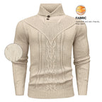 Men's Sweater Winter Shawl Collar Pullover Sweater Casual Cable Knit Button Sweaters Woolen Solid Color  Fleece Tops US Size
