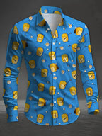 Fashionable Paisley tribal pattern shirt, fashionable 3D printed long sleeved shirt, loose collared men's shirt