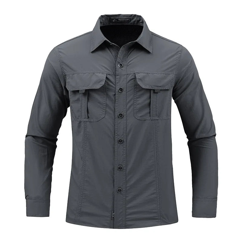2026 Spring Shirts Men Long Sleeve Casual 100% Cotton High Quality Camisa Military Shirts Fashion Brand Clothing Black Blouse