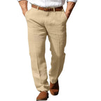 Men's Formal Linen Summer Pants Straight Tube Solid Color Comfortable Breathable Formal Business Fashion Basic Style Trousers