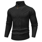 Men's Sweater Winter Shawl Collar Pullover Sweater Casual Cable Knit Button Sweaters Woolen Solid Color  Fleece Tops US Size