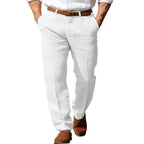 Men's Formal Linen Summer Pants Straight Tube Solid Color Comfortable Breathable Formal Business Fashion Basic Style Trousers