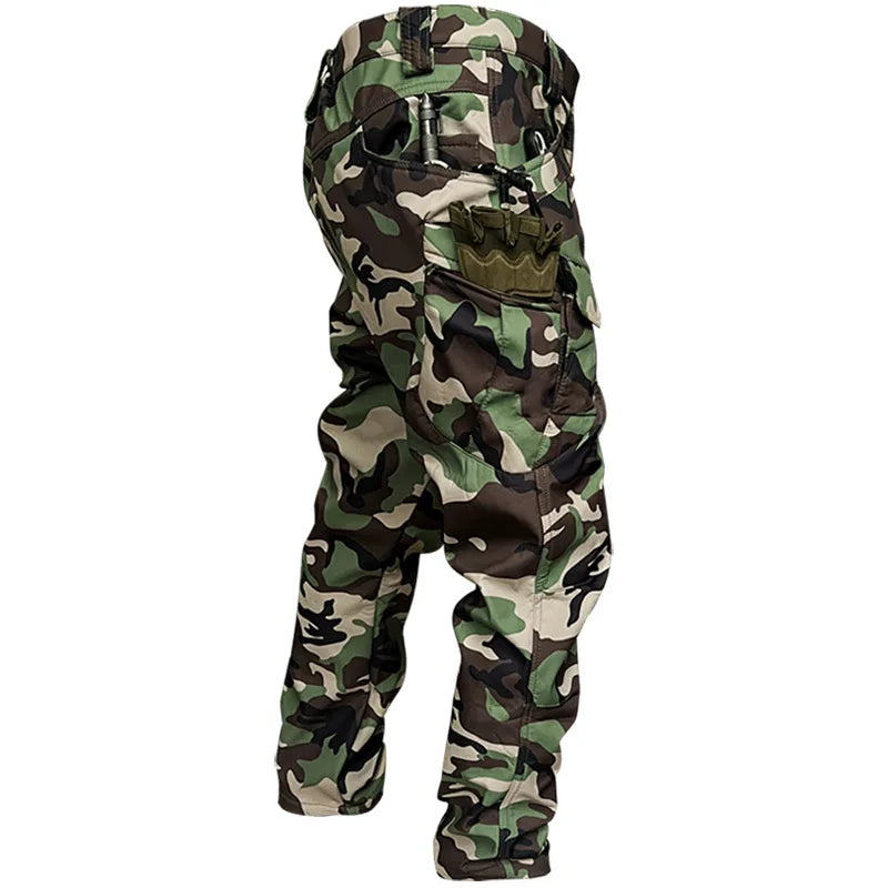 Winter Tactical Pants Men Shark Skin Soft Shell Cargo Trousers Outdoor Multi-pocket Windproof Waterproof Combat Pant S-4XL