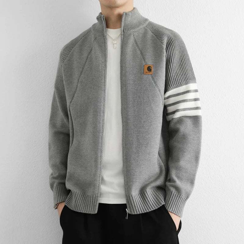 Trendy Men's Fashion Cardigan Sweater Jacket Stylish Acrylic Blend Cardigan for Fall and Winter Comfortable and Warm Men's Top