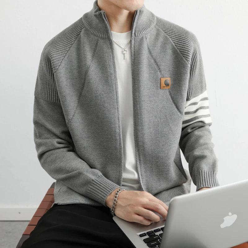 Trendy Men's Fashion Cardigan Sweater Jacket Stylish Acrylic Blend Cardigan for Fall and Winter Comfortable and Warm Men's Top