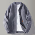 Autumn Winter Youthful Vitality Knit Sweatercoat Men Stand Collar Loose Casual Knitted Cardigan Mens Chic Casual Sweater Jackets