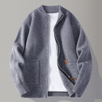Autumn Winter Youthful Vitality Knit Sweatercoat Men Stand Collar Loose Casual Knitted Cardigan Mens Chic Casual Sweater Jackets