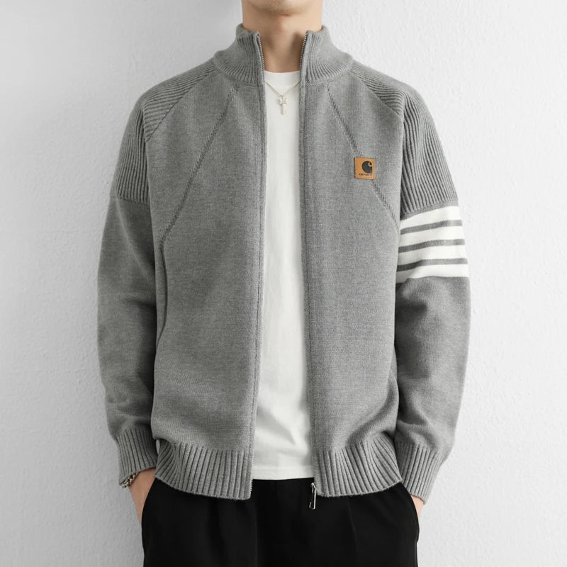 Trendy Men's Fashion Cardigan Sweater Jacket Stylish Acrylic Blend Cardigan for Fall and Winter Comfortable and Warm Men's Top