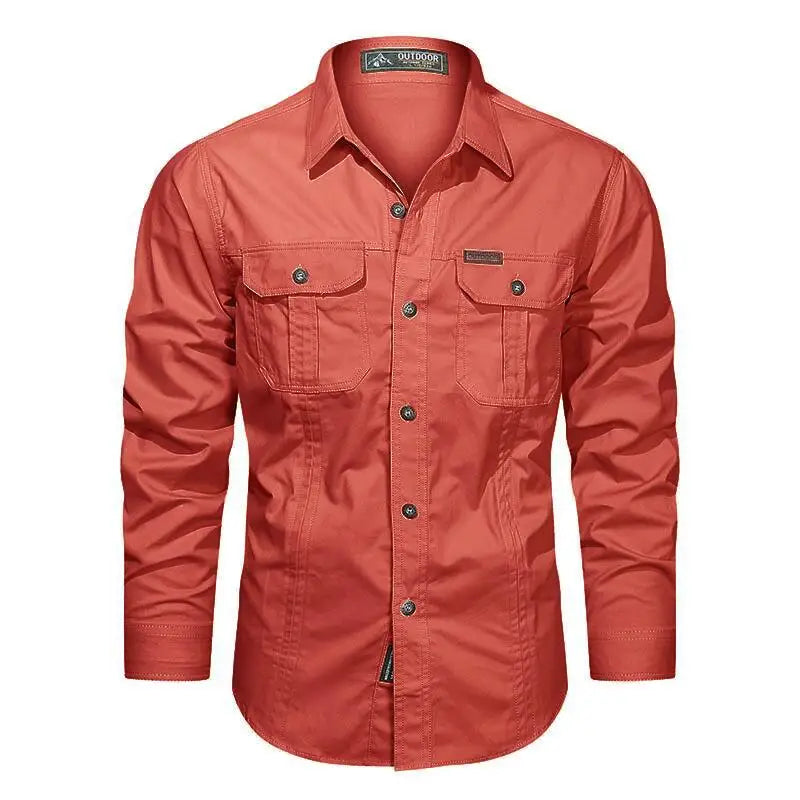 2026 Spring Shirts Men Long Sleeve Casual 100% Cotton High Quality Camisa Military Shirts Fashion Brand Clothing Black Blouse