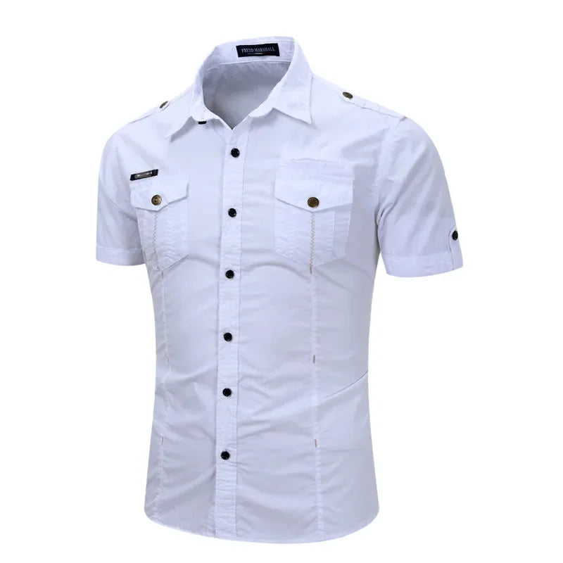 2026 Spring Shirts Men Long Sleeve Casual 100% Cotton High Quality Camisa Military Shirts Fashion Brand Clothing Black Blouse