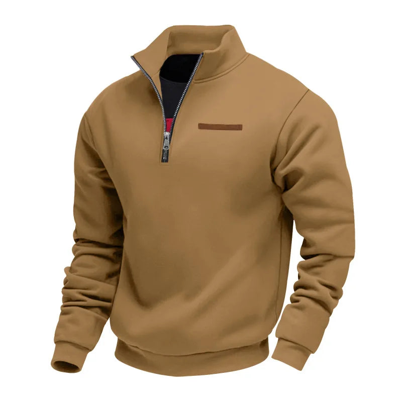 American autumn and winter heavy fleece long-sleeved men's sweater half zipper loose stand-up collar pullover men's sweater