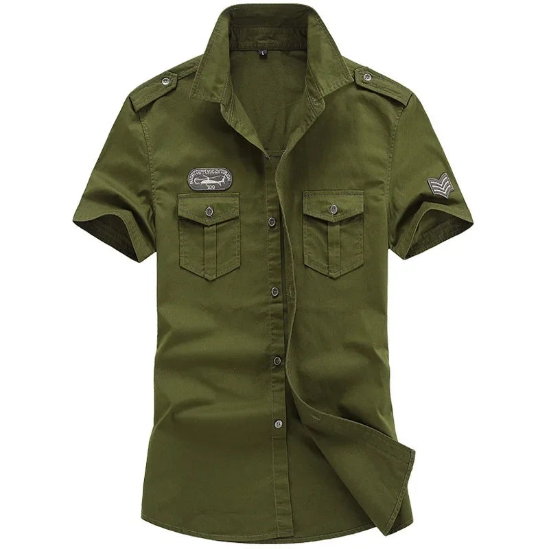 2026 Spring Shirts Men Long Sleeve Casual 100% Cotton High Quality Camisa Military Shirts Fashion Brand Clothing Black Blouse