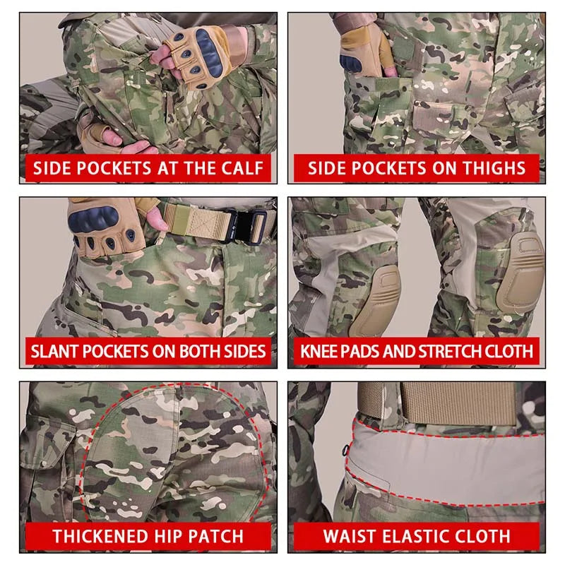 Gen3 Outdoor Tactical Pants Men Clothing Combat Pants +Knee Pads Airsoft Trousers Green Hunting Pants Elasticity Wear-resisting